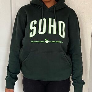 SOHO Black Hoodie with Green Lettering